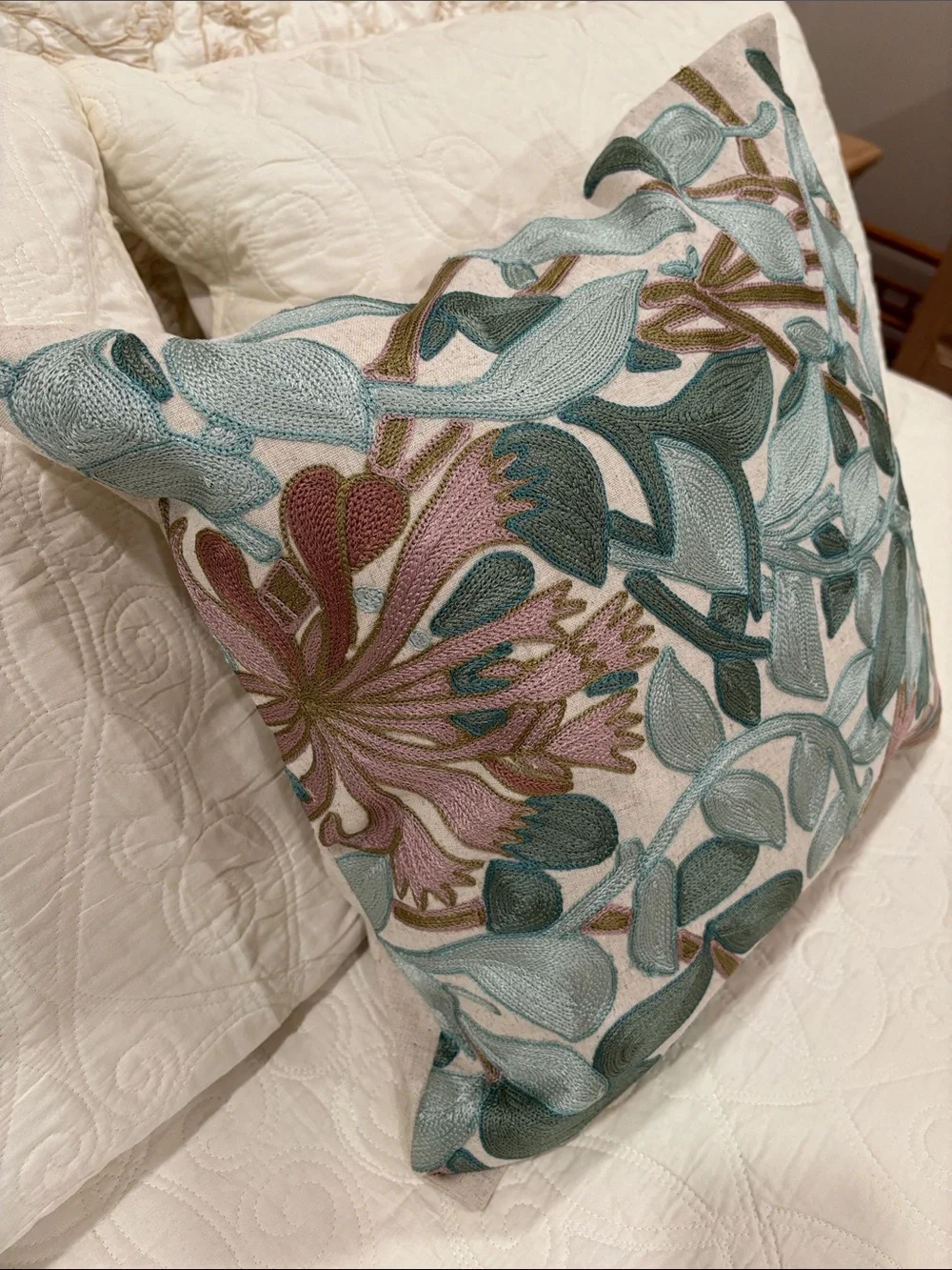 NWT Ballard Design Danica embroidered pillow covers 18”x 18” *price is for both*